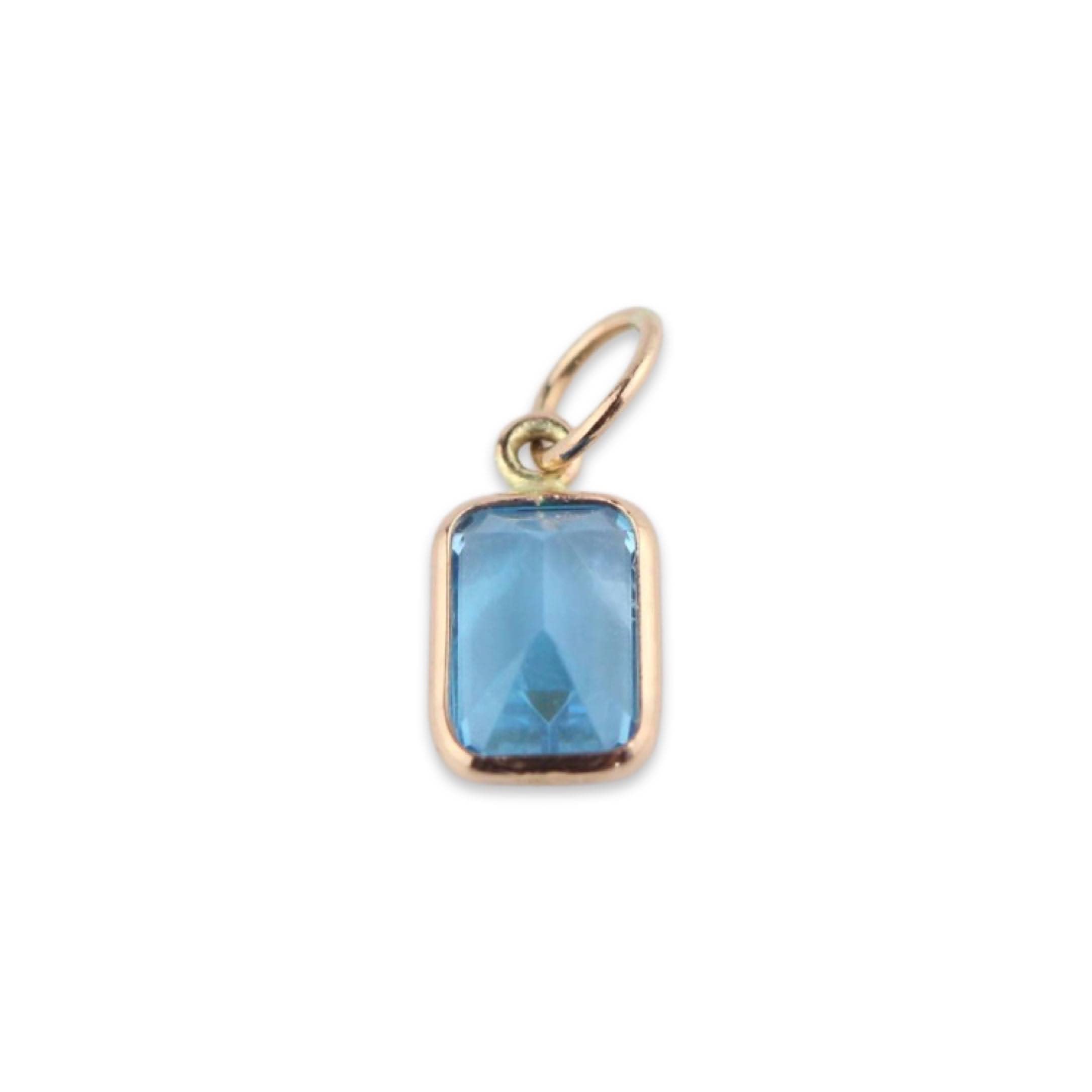 Swiss Blue Topaz Charm 6x4 Emerald Shape Handmade In 14k Rose Gold