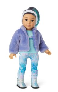 american girl corinne tan girl of the year 2022 18-inch doll casual outfit with coat, tee, and boots, for ages 8+