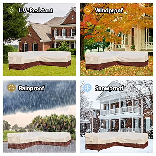 Westblue Outdoor Sectional Cover-V-Shaped Outdoor Patio Furniture Covers Waterproof Rip-Stop Anti-UV 600D Heavy Duty Outdoor Couch Cover with 3 Air Vent Sofa Cover 85''L 33.5''D 31''H