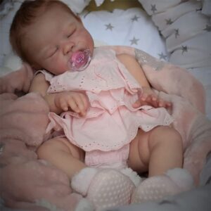 WOOROY Realistic Reborn Baby Dolls August - 20 Inch Lifelike Newborn Sleeping Girl Handmade Real Life Baby Dolls Reborn Toddler with Soft Weighted Cloth Body Gift Toy for Age 3+