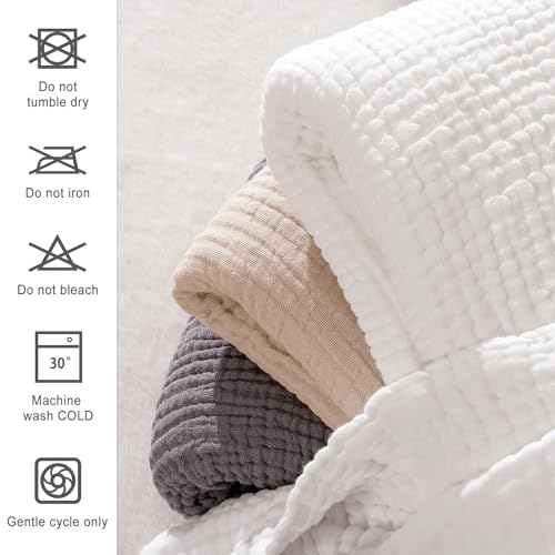 EMME Cotton Blanket Queen Size for Bed Soft Large Muslin Bed Blankets 80"x90" Lightweight Breathable Blanket All Season Gauze Blanket, Light Tan