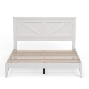 Glenwillow Home Farmhouse Solid Wood Platform Bed in Queen - Gloss White