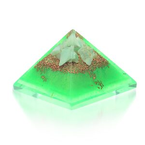 Healing & Cleansing Set - Portable Orgonite Crystal Mini Pyramids of Crystal quartz, Black Obsidian, Chrysoprase, Orange Calcite to feel energized, balanced, grounded, calm and centered