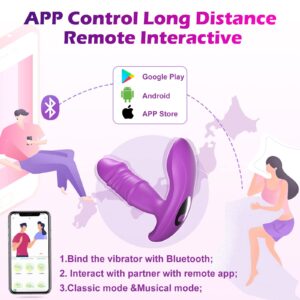 Thrusting Dildo Wearable G Spot Vibrator Adult Sex Toys for Women, APP & Remote Control Clitoral Stimulation Butterfly Panty Vibrator with 9 Pat Modes and 9 Thrusting Vibrations for Couple