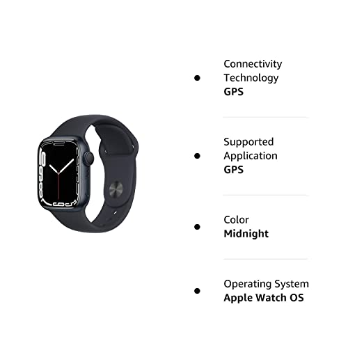 Apple Watch Series 7 (GPS, 41MM) - Midnight Aluminum Case with Midnight Sport Band (Renewed Premium)