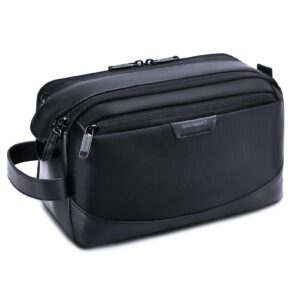 bagsmart toiletry bag for men, large travel toiletry organizer, dopp kit water-resistant shaving bag for toiletries accessories - black