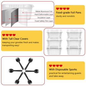 10oz Disposable Ramekins With Lids 40 Pack,LNYZQUS Aluminum Foil Jumbo Cupcake Pan, Square 4”X4” Mini Cake Pan Browni Baking Cups Muffin Tin Dessert Cups For Wedding Party-White