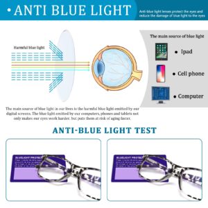 ZONLON 6 Pack Reading Glasses for Women Men, Spring Hinge Eyeglasses Blue Light Blocking Anti Eyestrain Computer Readers (6 Mix C1, 0.00, multiplier_x)