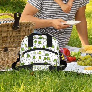 Animal Frog Insulated Lunch Bag Box for Women Men,Green Frog Reusable Lunch Box Cooler Tote Bag for Adult Lunch Container with Adjustable Shoulder Strap for Office work, Picnic,Travel