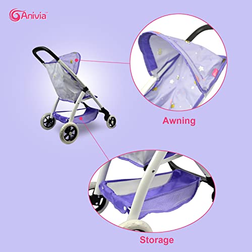 Baby Doll Stroller for 18 inches American Girl Dolls with Multi Function. (DA422-PURPLE)…