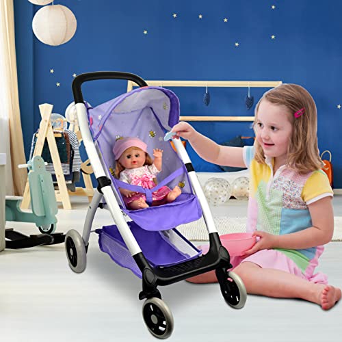 Baby Doll Stroller for 18 inches American Girl Dolls with Multi Function. (DA422-PURPLE)…