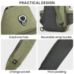 G4Free Canvas Sling Bag Crossbody Backpack with USB Charging Port & RFID Blocking, Hiking Daypack Chest Bag for Women Men(Army Green)