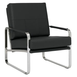 studio designs home allure blended leather accent arm chair, chrome/black