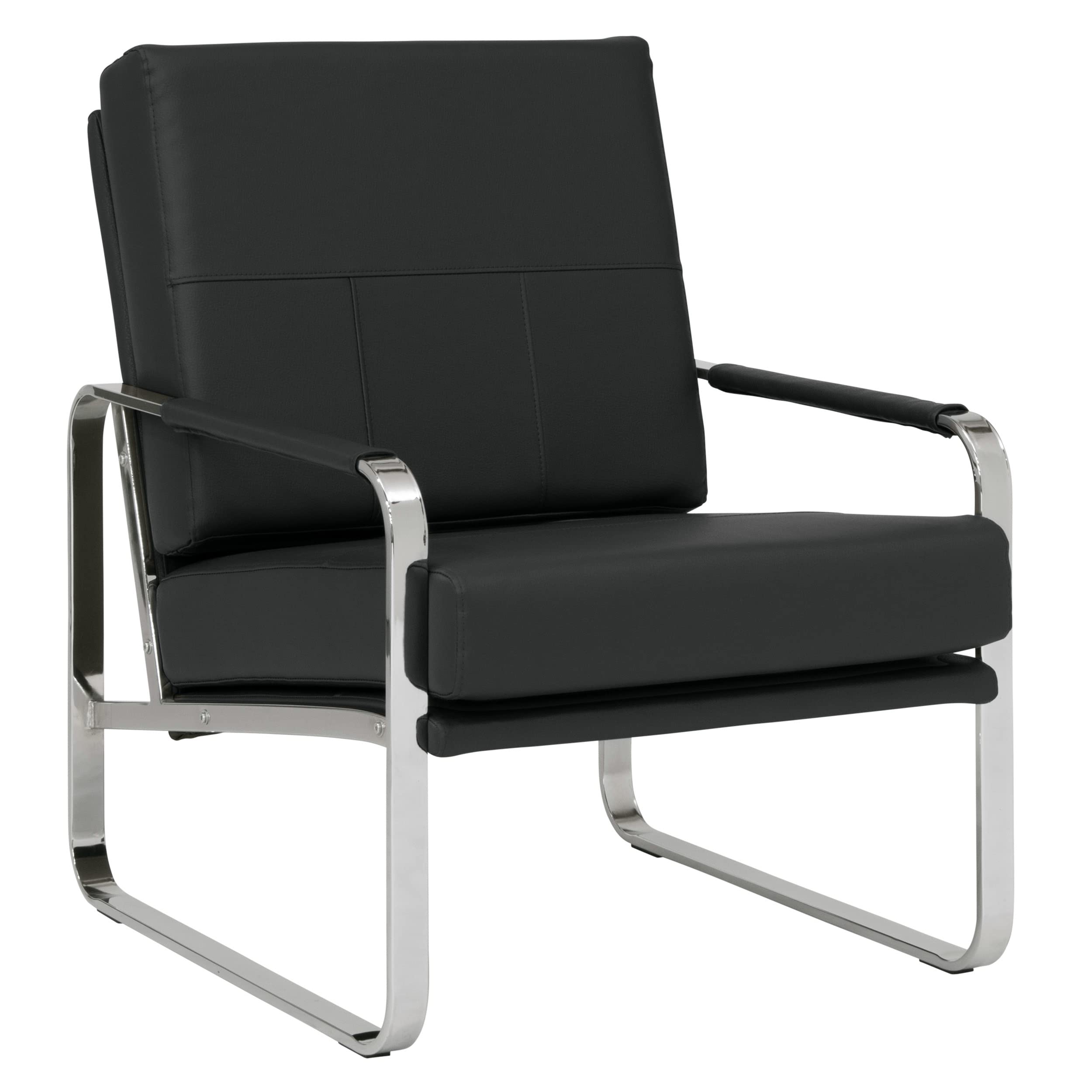 Studio Designs Home Allure Blended Leather Accent Arm Chair, Chrome/Black