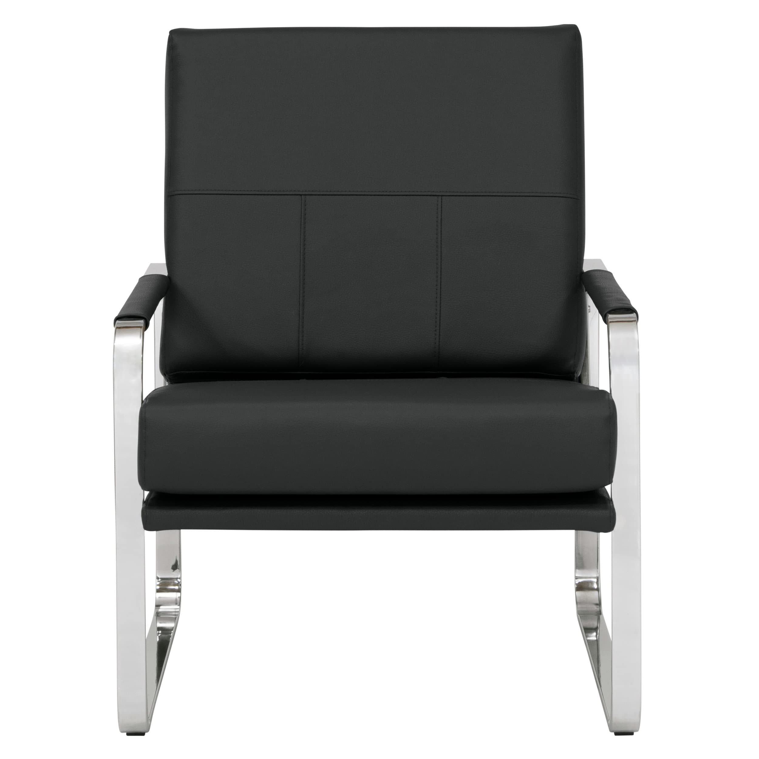 Studio Designs Home Allure Blended Leather Accent Arm Chair, Chrome/Black