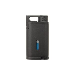 Colibri Belmont Single Jet Flame Butane Lighter, Windproof & Refillable, Cigar Enthusiast's Choice with Blue Fuel Window and Adjustable Flame (Metallic Black)