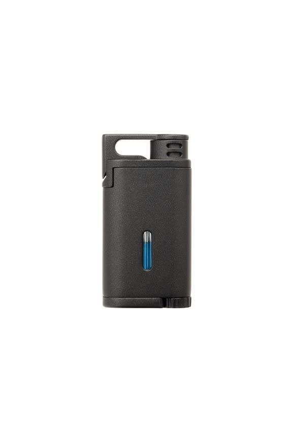 Colibri Belmont Single Jet Flame Butane Lighter, Windproof & Refillable, Cigar Enthusiast's Choice with Blue Fuel Window and Adjustable Flame (Metallic Black)