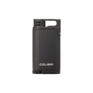 Colibri Belmont Single Jet Flame Butane Lighter, Windproof & Refillable, Cigar Enthusiast's Choice with Blue Fuel Window and Adjustable Flame (Metallic Black)