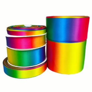 5 yards/roll satin double-sided rainbow ribbons gift wrapping diy handmade christmas/new year/wedding gift/party decor