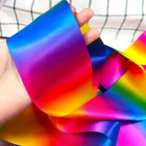 5 Yards/roll Satin Double-Sided Rainbow Ribbons Gift Wrapping DIY Handmade Christmas/New Year/Wedding Gift/Party Decor