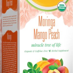 Davidson's Organics, Moringa Mango Peach, 25-count Tea Bags, Pack of 6