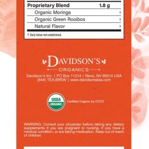 Davidson's Organics, Moringa Mango Peach, 25-count Tea Bags, Pack of 6