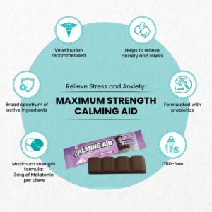 Nootie ProgilityMAX Calming Aid Chews for Dogs, Maximum Strength Calming Support for Dogs with Melatonin, 12 Single-Serve Bars, 4 Chews Per Bar