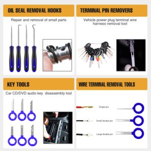 GOOACC 238Pcs Trim Removal Tool, Auto Push Pin Bumper Retainer Clip Set Fastener Terminal Remover Tool Adhesive Cable Clips Pry Kit Car Panel Radio Removal Auto Clip Pliers (GRC-207)