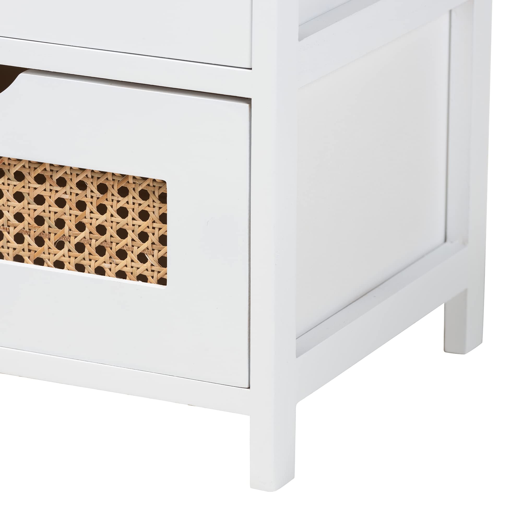 Baxton Studio Bastian Benche, 3-Drawer, Light Beige/White/Natural Brown