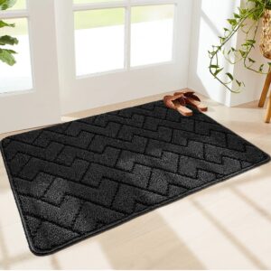 Walensee Indoor Doormat, Front Door Mat for Entrance (20"x32" Black) Machine Washable Entryway Rug, Non Slip Trapper Door Rugs Absorbent Dirt Low Profile Shoes Scraper Inside Floor Mats for Entry