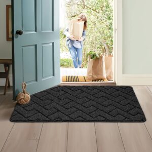 Walensee Indoor Doormat, Front Door Mat for Entrance (20"x32" Black) Machine Washable Entryway Rug, Non Slip Trapper Door Rugs Absorbent Dirt Low Profile Shoes Scraper Inside Floor Mats for Entry