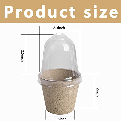 EBaokuup 20pcs Biodegradable Pots with Humidity Dome,2.3" Plant Nursery Pots with Humidity Dome,Seed Starter Pots Biodegradable Peat Pots for Seedlings,Vegetables