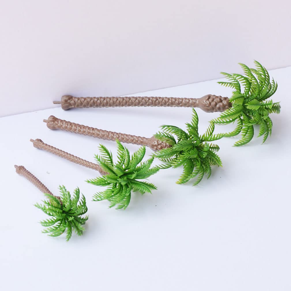 10 Pcs Miniature Coconut Trees Plastic Palm Tree Scenery Model for DIY Craft Projects Train Railways Architecture Landscape