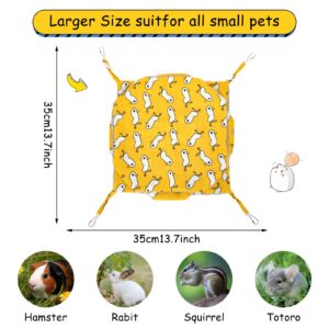 XINRUI 3 Tier Rat Pet Hammocks for Cage,Ferret Guinea Pig Cage Accessories,13.7x13.7 Inches,Rat beds Hammock Hanging Bunkbed for Small Animals,Ferret,Kitten,Squirrel,Chinchilla, Rat,Parrot(Yellow)