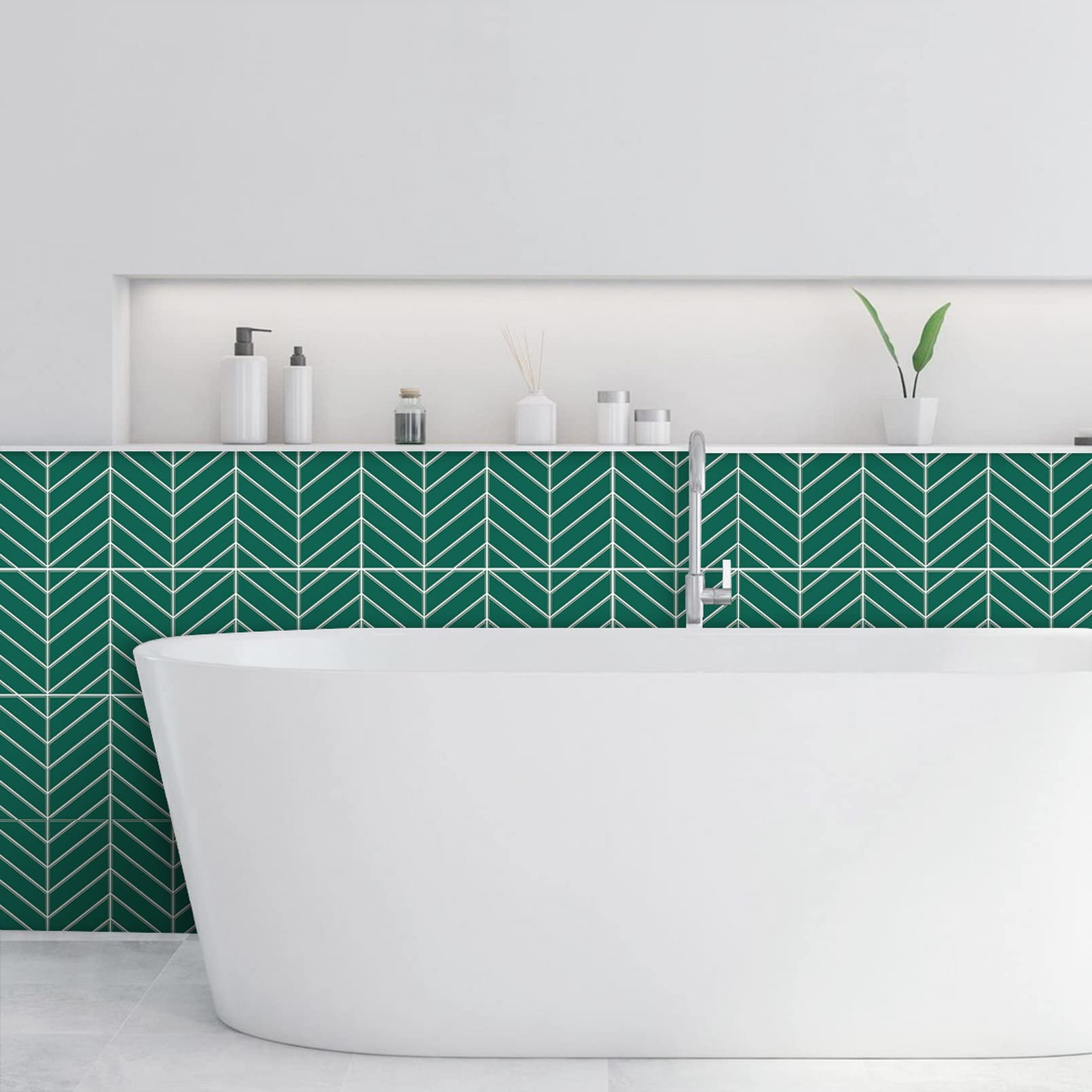 Peel and Stick Tiles Green Twill Pattern Kitchen Mosaic Wall Tiles Self-Adhesive DIY Backsplash Stick-on Vinyl Wall Tiles for Kitchen and Bathroom 10" X 10" Each, 4 Sheets Pack (Green-Twill)