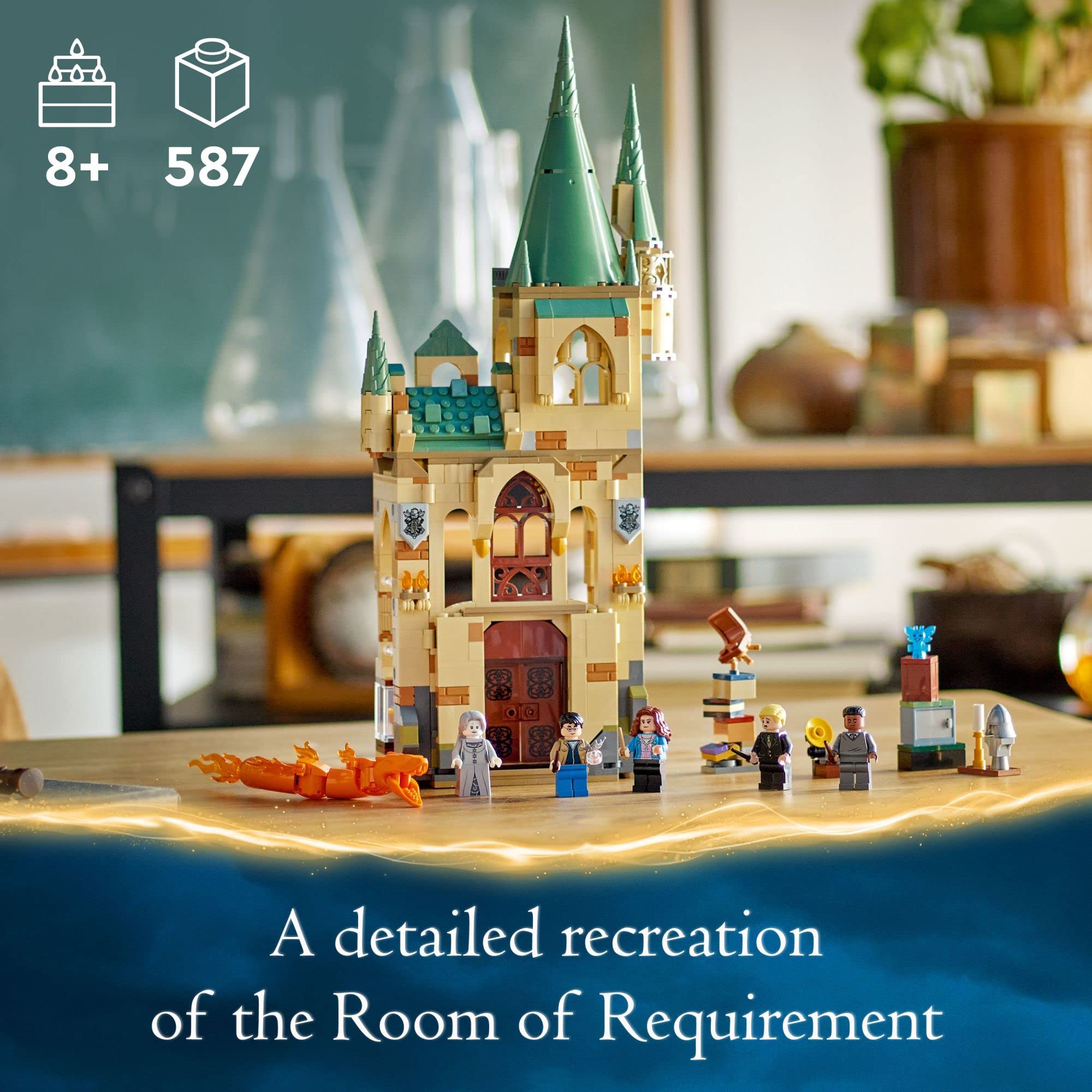 LEGO Harry Potter Hogwarts: Room of Requirement Building Set 76413 Castle Building Toy from Harry Potter Movie Featuring Harry, Hermione and Ron Mini Figures, Wands, Fire Serpent, and Deathly Hallows