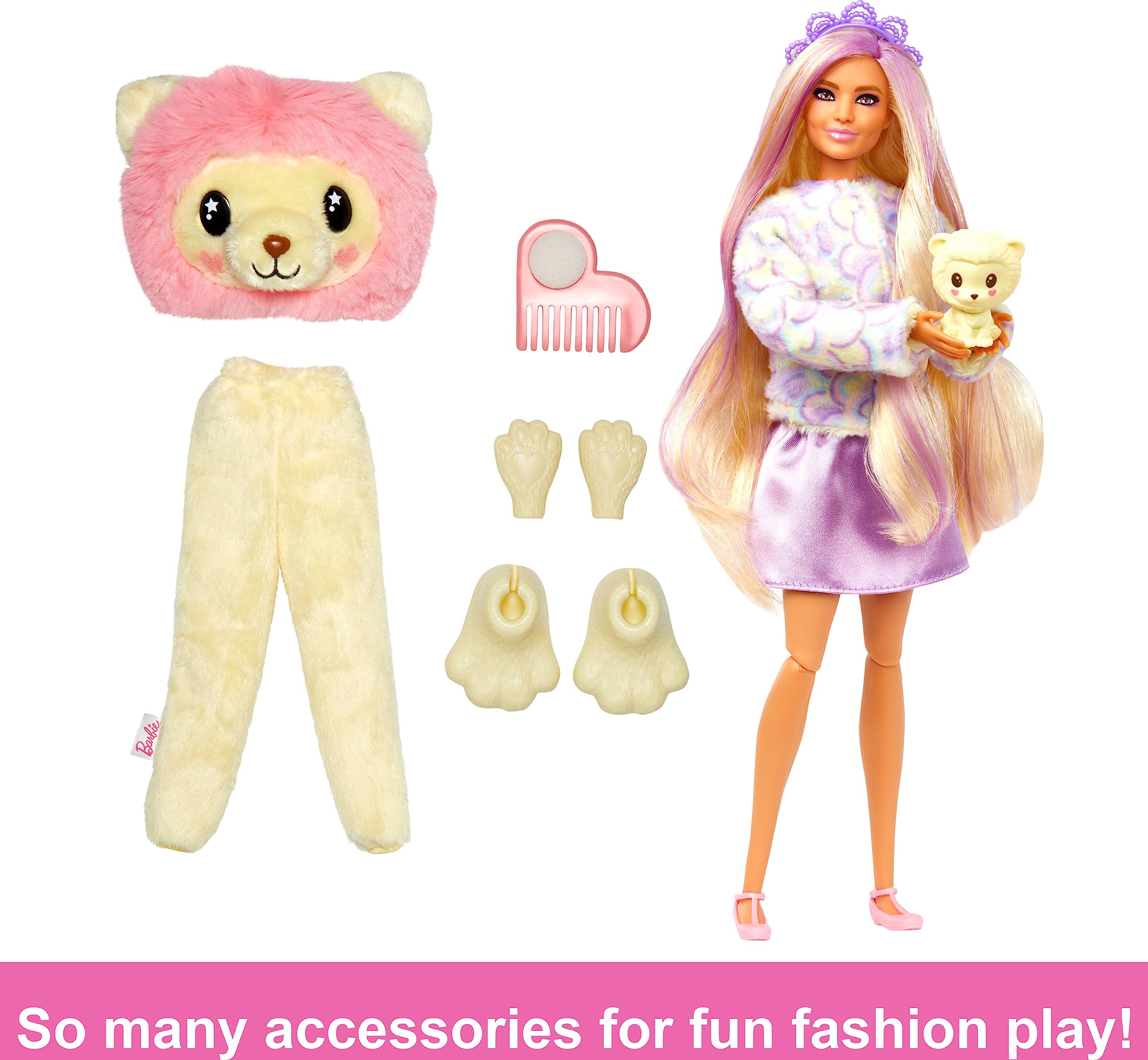 Barbie Cutie Reveal Doll with Blonde Hair & Lion Plush Costume, 10 Suprises Include Accessories & Pet (Styles May Vary)