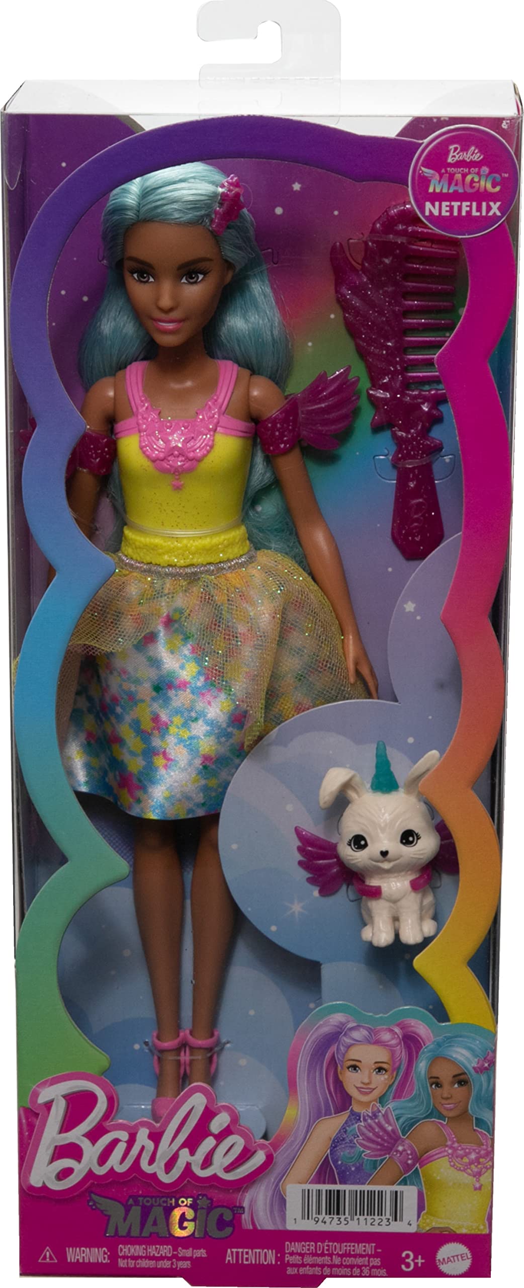 Barbie A Touch of Magic Fashion Doll, Teresa with Fantasy Outfit & Colorful Hair with Comb & Pet Accessories