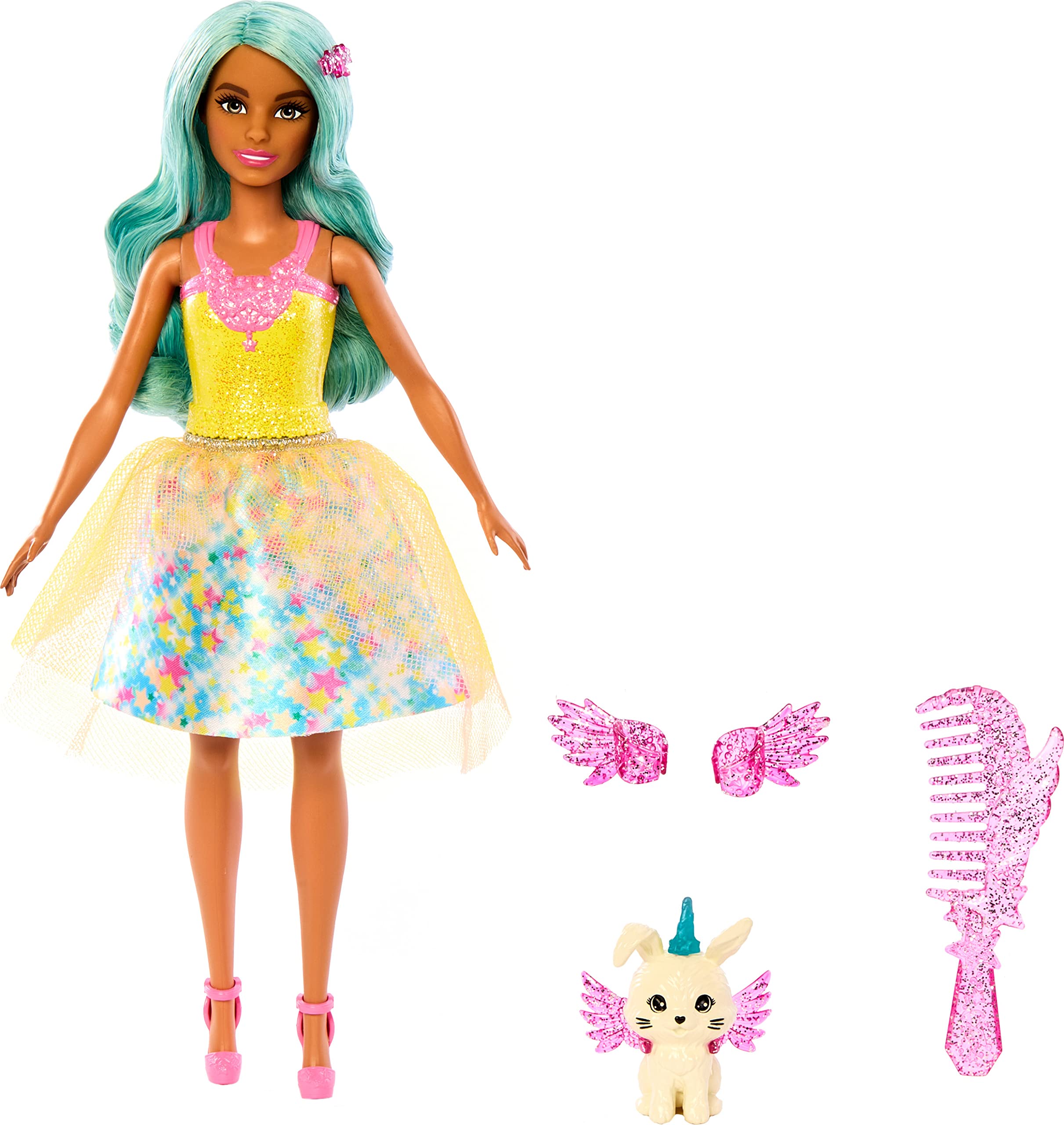 Barbie A Touch of Magic Fashion Doll, Teresa with Fantasy Outfit & Colorful Hair with Comb & Pet Accessories