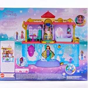 Mattel Disney Princess The Little Mermaid Toys, Ariel Doll House Stackable Castle with Land & Sea Levels, Small Doll, 1 Friend, 12 Pieces, Pool