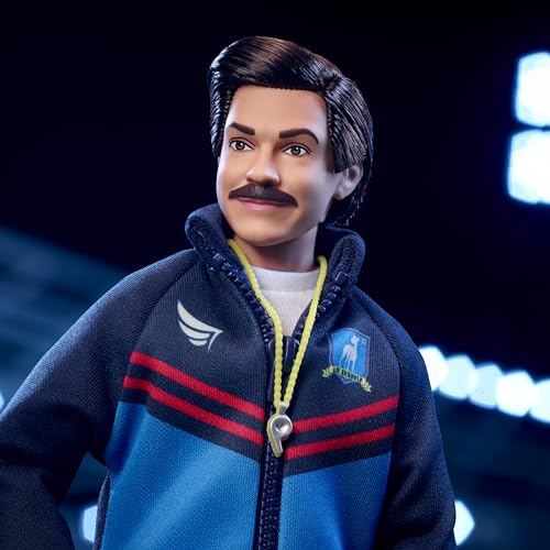 Barbie Signature Fashion Doll, Ted Lasso Wearing Blue Tracksuit with AFC Richmond Logo, Collectible in Displayable Packaging