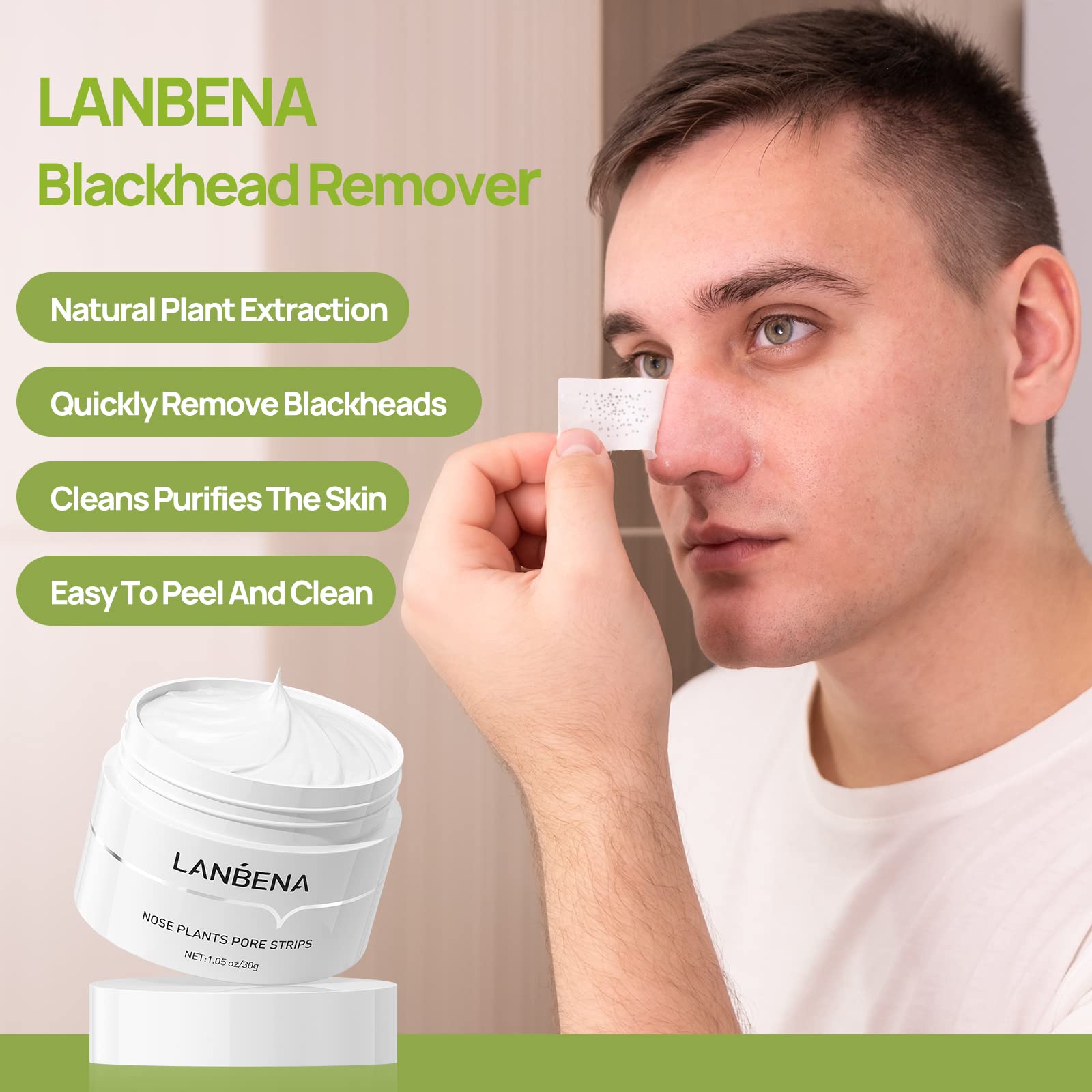 LANBENA Blackhead Remover, Nose Plants Pore Strips Deep Cleansing Peel off Mask & 60Pcs Nose StripsBlack Heads Remover from Face