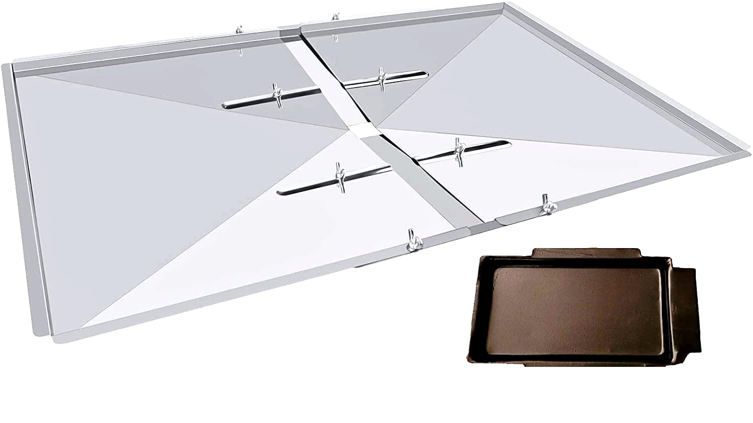 Replacement Grease Tray (24-27 inches width) and Heat Plate Set of 4 for Dyna-Glo BBQ Grill Models DGB494SPB, DGB495SDP, DGP495SDP-D, DGF493BNP, DGB495, DGB515, DGB610, DGF493, DGF510, DGF600