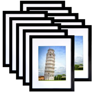 SESEAT 11x14 Picture Frame Set of 10, Display Pictures 8x10 With mat or 11x14 Prints Without Mat, Wall Mounting,Black