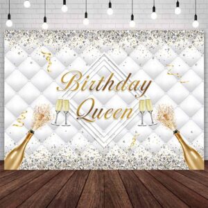 aibiin 7x5ft birthday queen backdrop glitter diamond headboard birthday party decorations women champagne bithday prom banner photo shoot props