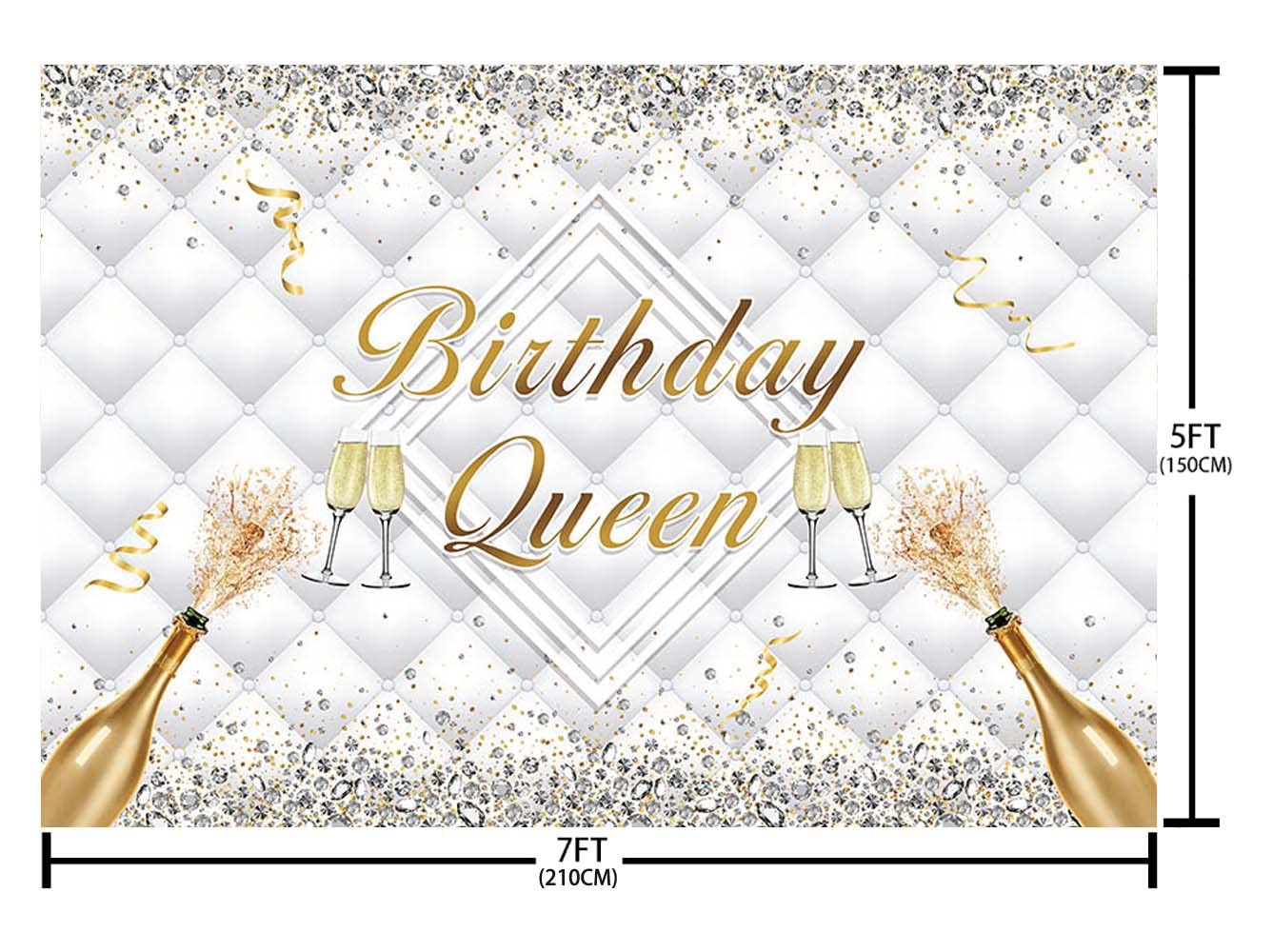 AIBIIN 7x5ft Birthday Queen Backdrop Glitter Diamond Headboard Birthday Party Decorations Women Champagne Bithday Prom Banner Photo Shoot Props