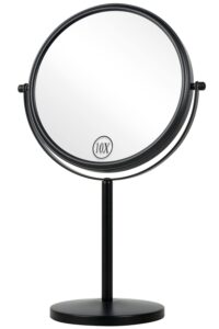 alhakin 10x magnifying makeup mirror, 8 inch tabletop mirror double sided with magnification, swivel make up mirror for bathroom, black