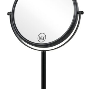 ALHAKIN 10x Magnifying Makeup Mirror, 8 Inch Tabletop Mirror Double Sided with Magnification, Swivel Make Up Mirror for Bathroom, Black