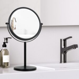 ALHAKIN 10x Magnifying Makeup Mirror, 8 Inch Tabletop Mirror Double Sided with Magnification, Swivel Make Up Mirror for Bathroom, Black