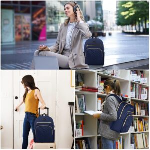 Bonioka Laptop Backpack for Women, Laptop Bag Travel Backpacks for Work Travel 15.6 Inch with USB Charing Port Luggage Strap Blue